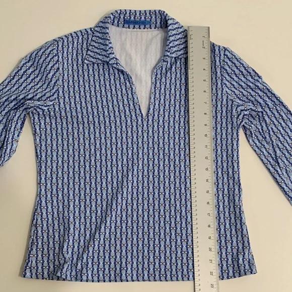 J.McLaughlin | Aida Catalina Cloth Printed Split V-Neck 3/4 Sleeve Top | Sz M - Picture 8 of 8